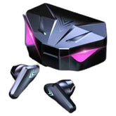 Huitich black LED gaming earbuds for mobile with sleek design and illuminated charging case